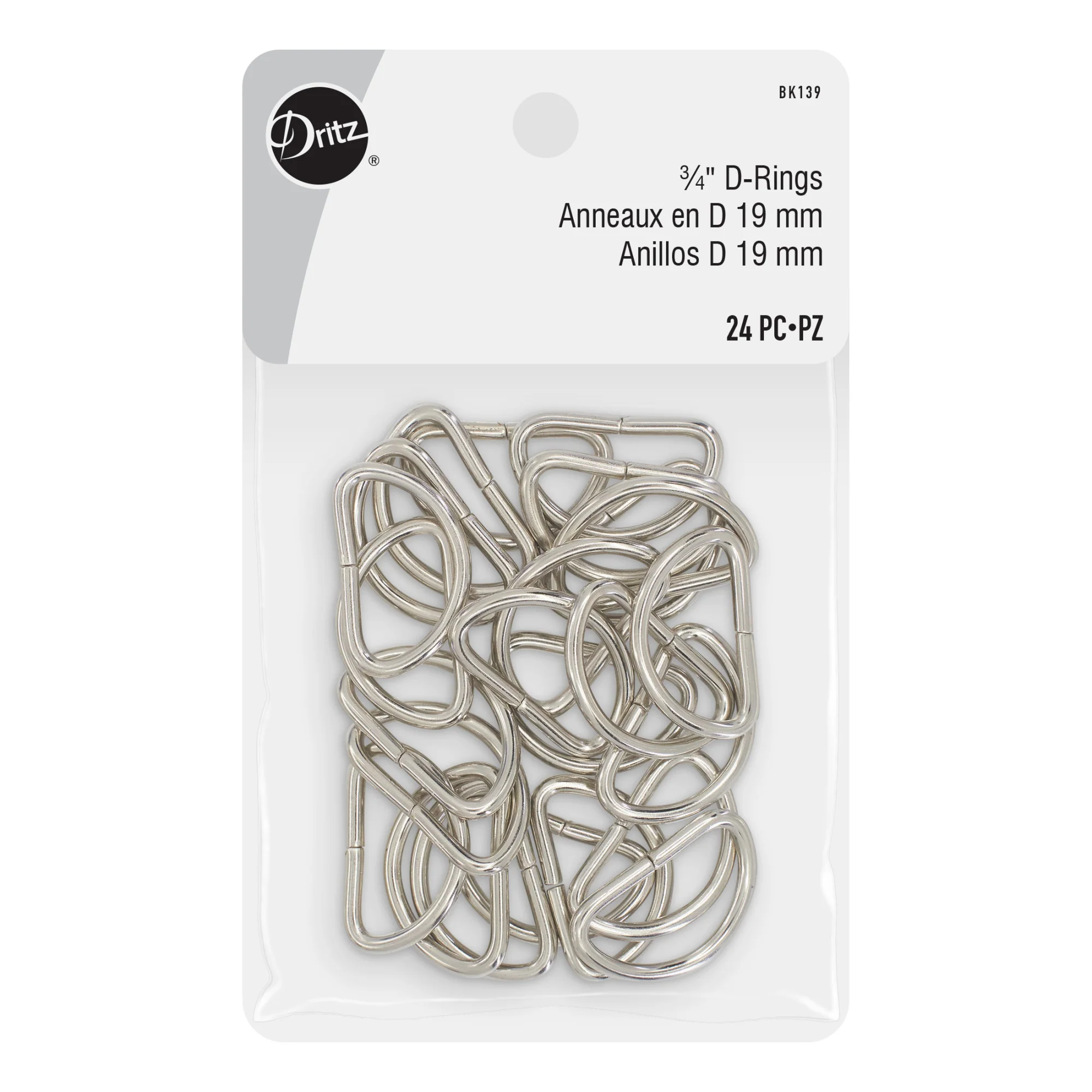3/4" D-Rings, Nickel, 24 pc