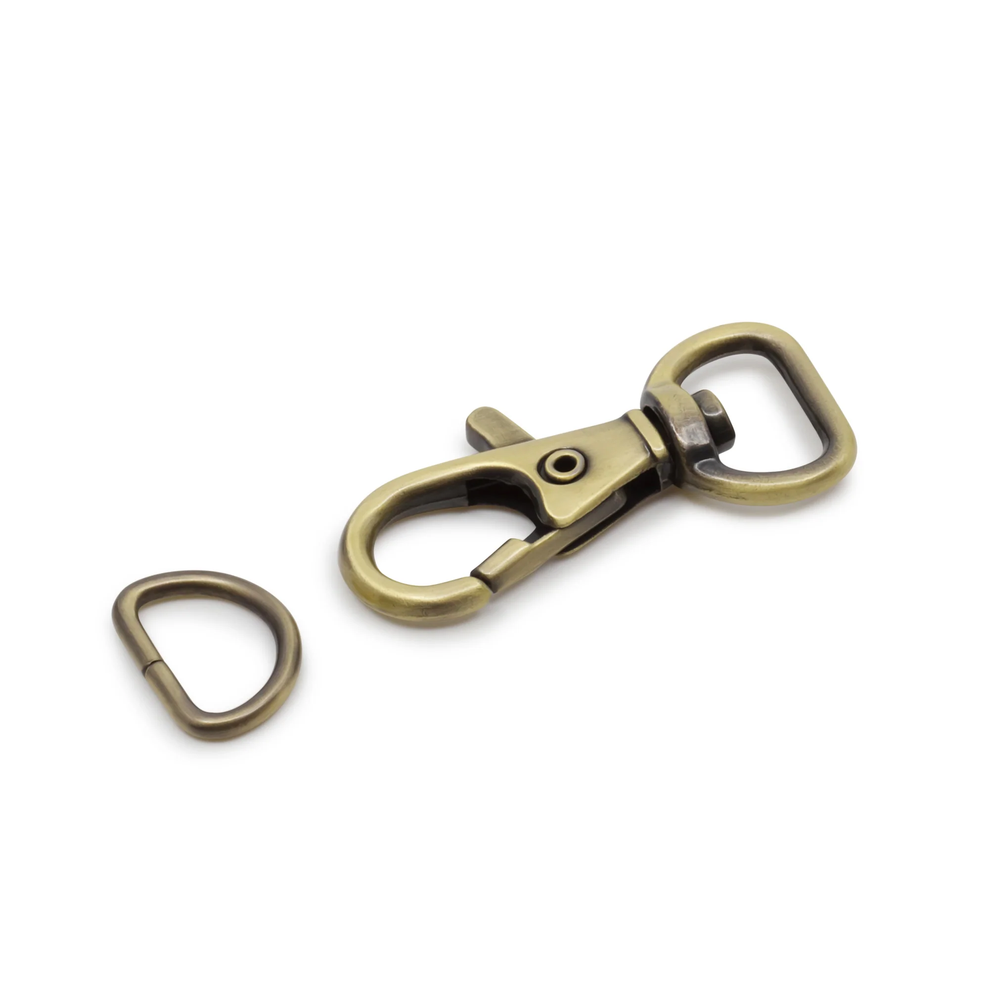 1/2" Swivel Hooks & D-Rings, Antique Brass, 12 Sets - Image 2
