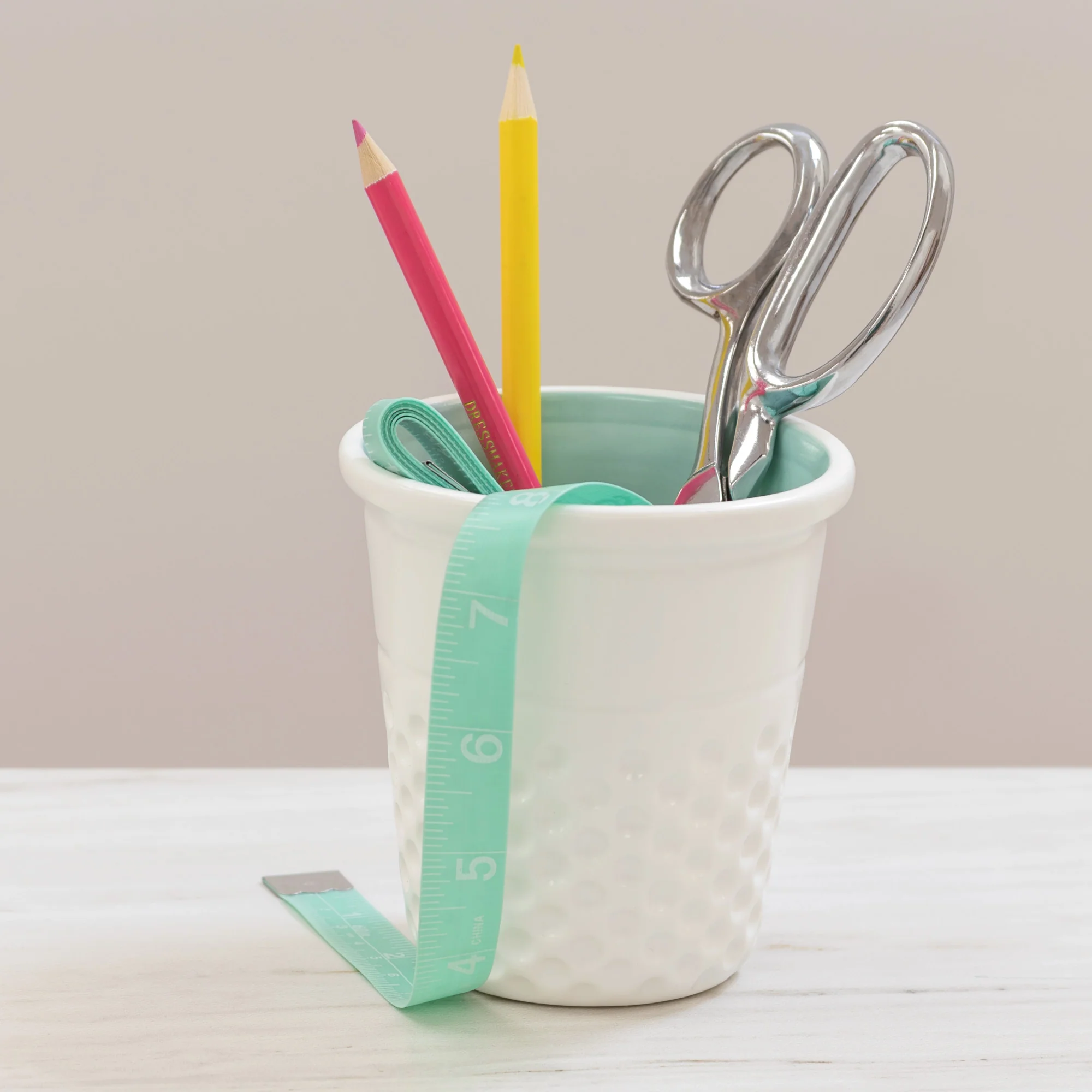 Novelty Ceramic Thimble Container, Aqua - Image 4