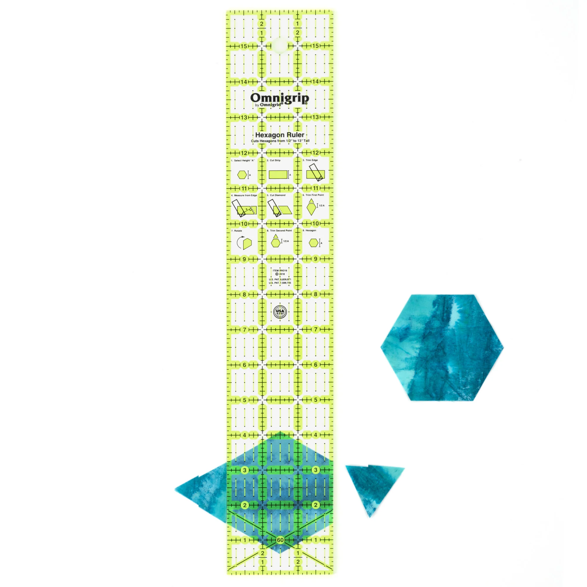 Non-Slip Hexagon Ruler, 3" x 16" - Image 2