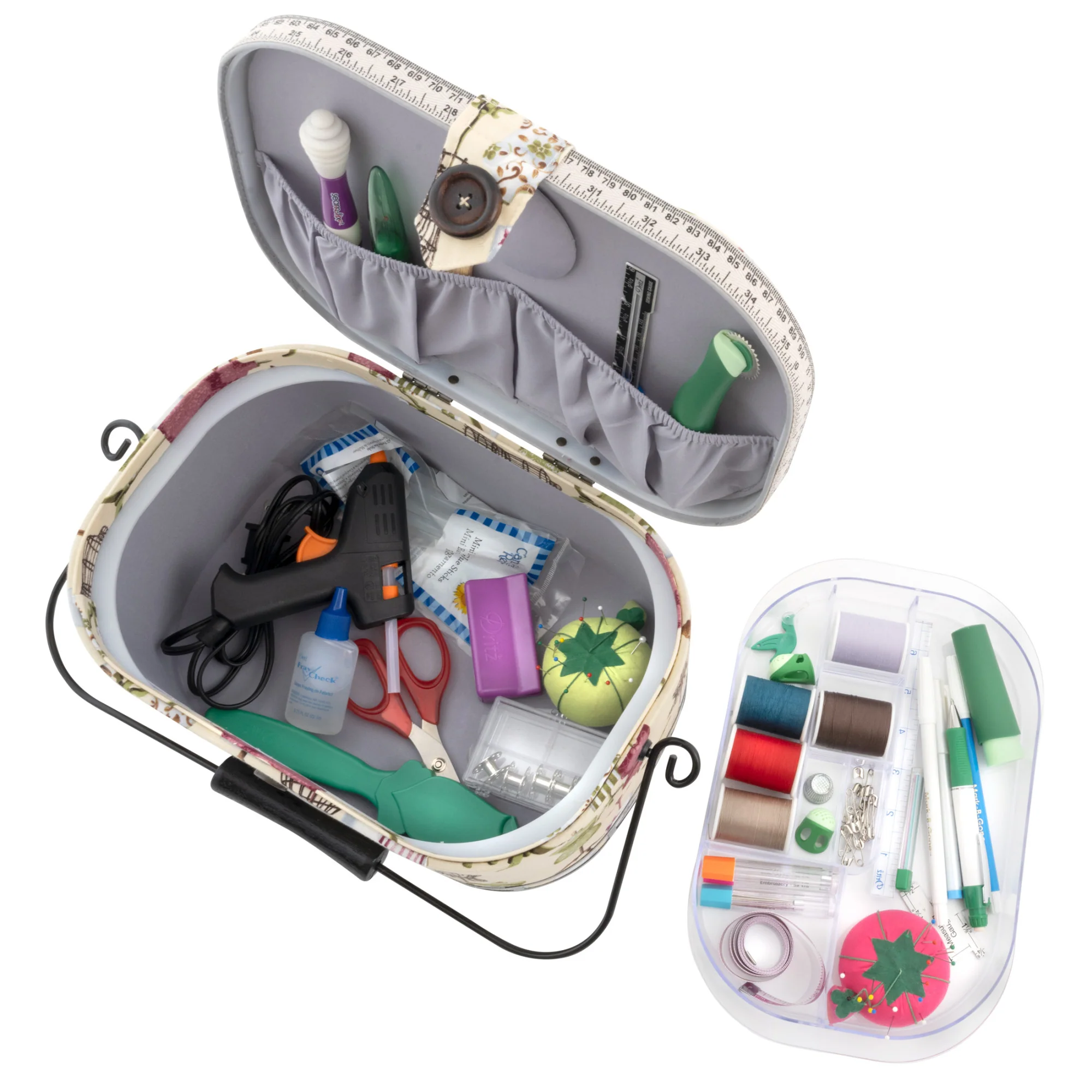 Oval Sewing Basket with Metal Handle, Large - Image 4