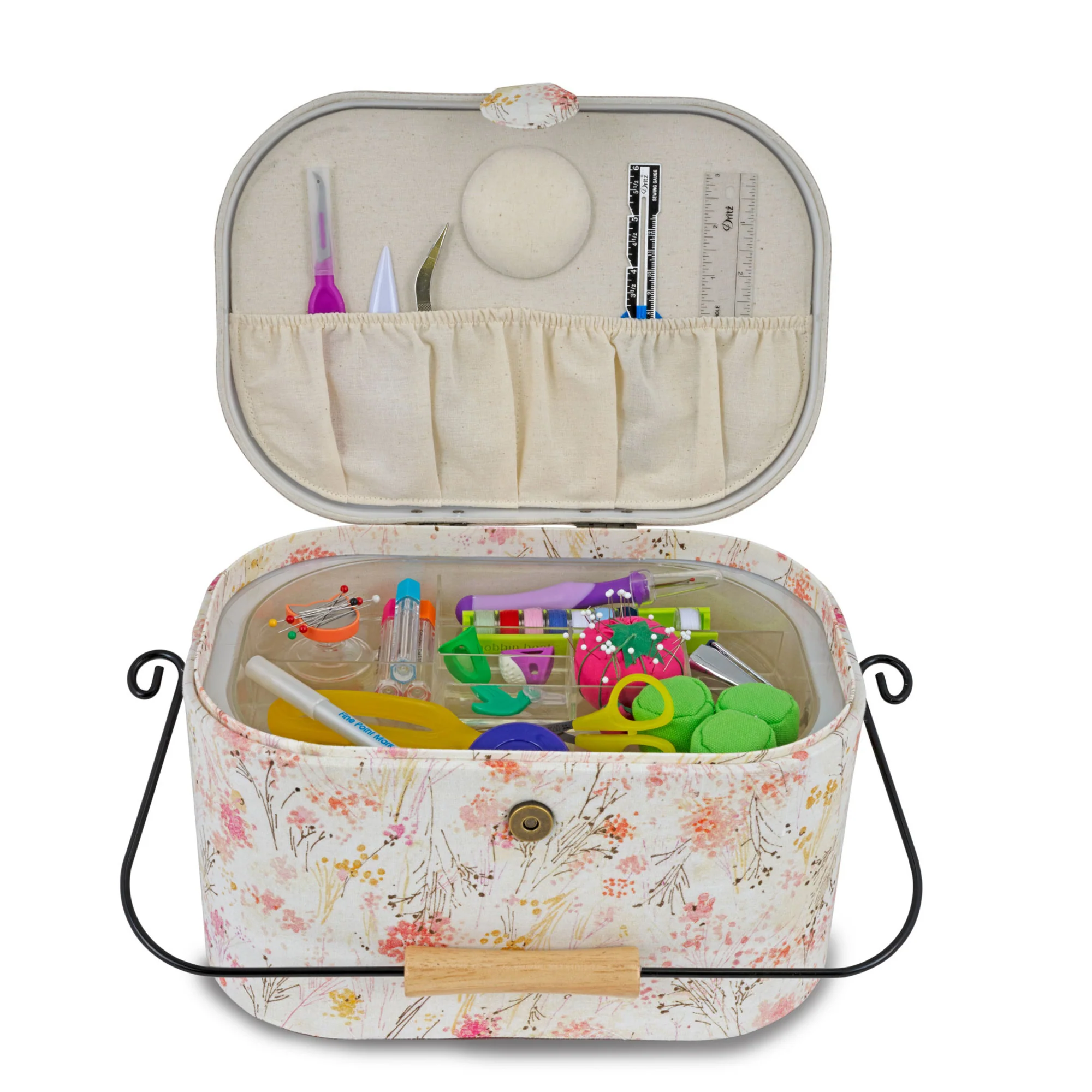 Oval Sewing Basket with Metal Handle, Large - Image 5