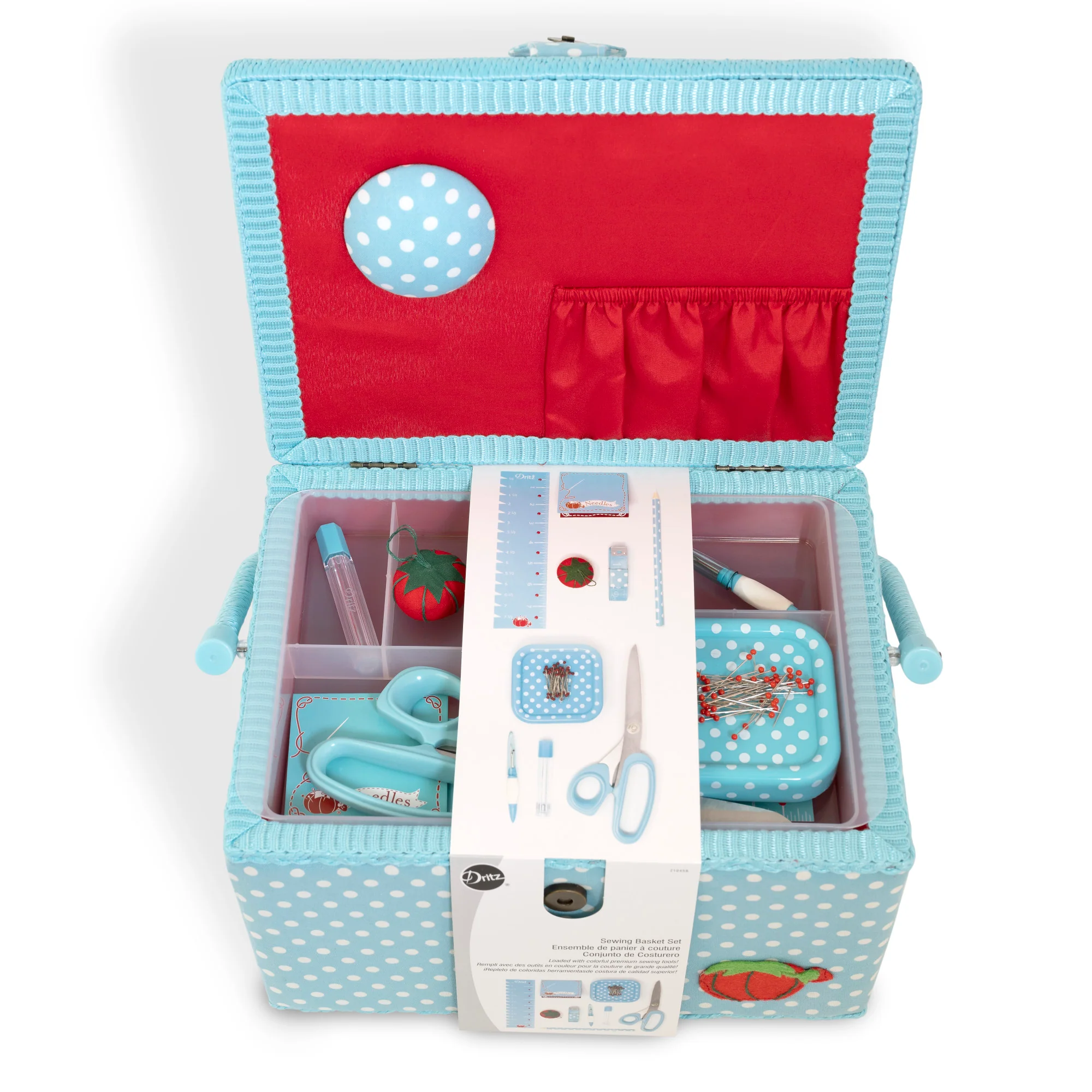 Sewing Basket Kit, Aqua Dots, Large - Image 5